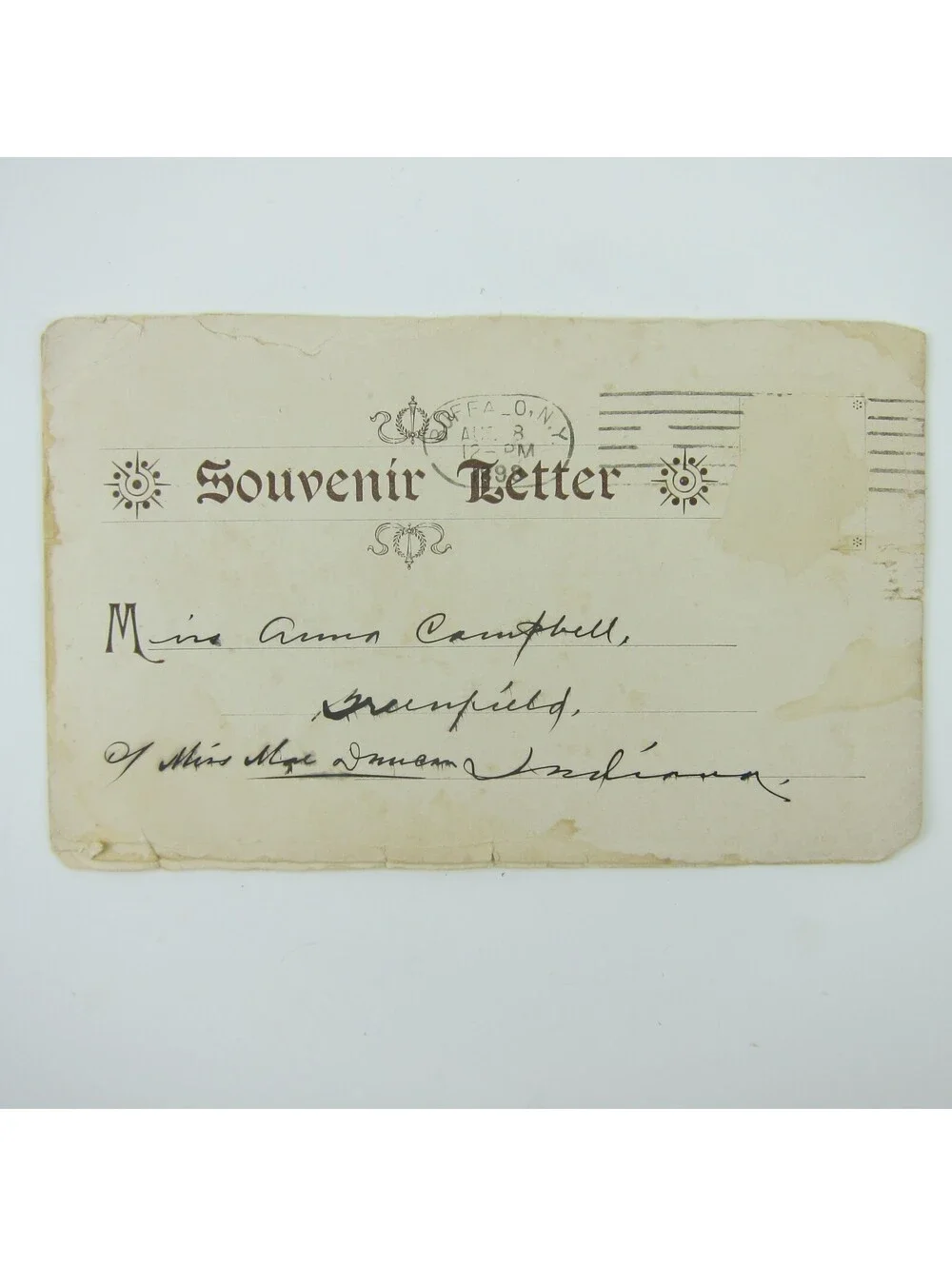 Antique Letter Postcard Niagara Falls 1898 Anna Campbell Greenfield Indiana
